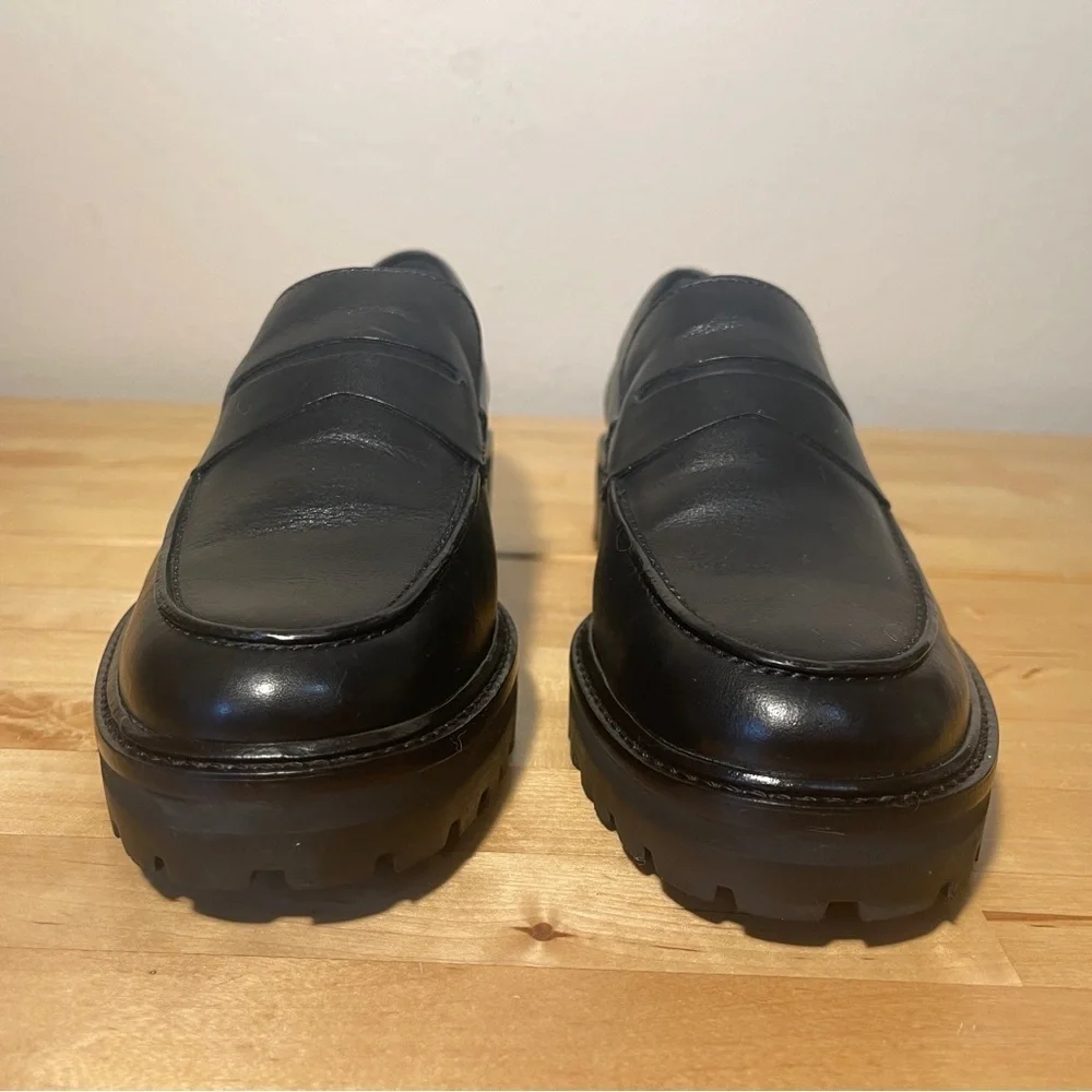 Everlane The Lug Loafer Black Leather Lug Sole Shoes Women's 8.5